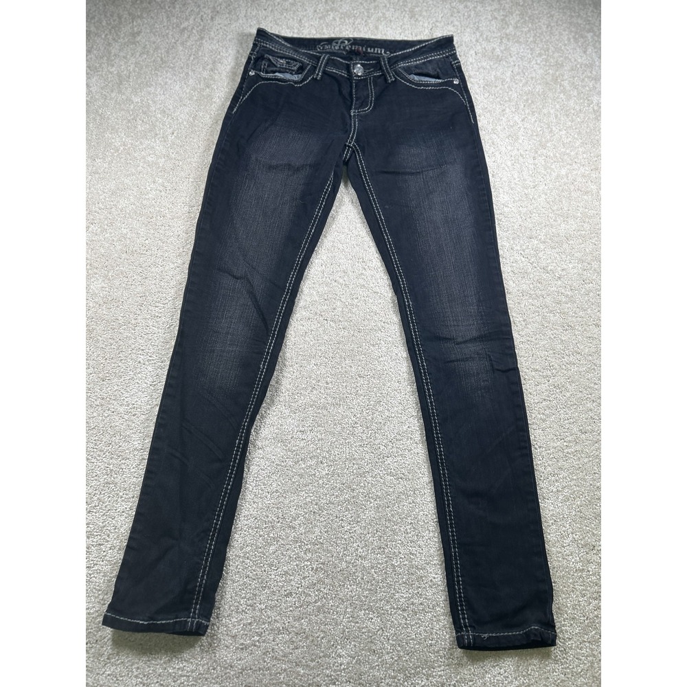 YMI Premium Jeans Womens 3 Dark Wash Skinny Stretch Denim Rhinestone‎ Pockets